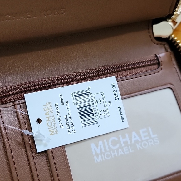 Michael Kors Jet Set Travel Large flat phone case Wristlet, Brown/Acron - Picture 4 of 4